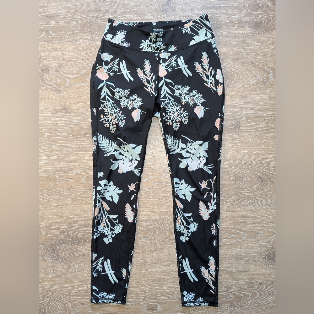 Columbia Lodge Print 7/8 Leggings Black‎ Floral Women's Large